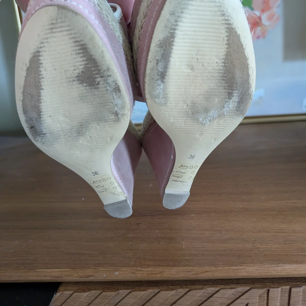 New Pink Leather d White Wedge Shoes - Picture 6 of 6